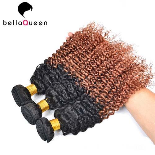 Due estensioni dei capelli di Ombre Remy di toni, tessitura riccia dei capelli umani per le donne di colore