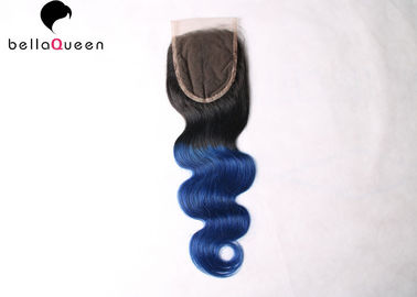 Porcellana Due chiusura 1B/blu del tessuto dei capelli umani della chiusura del pizzo dei capelli di tre toni fornitore